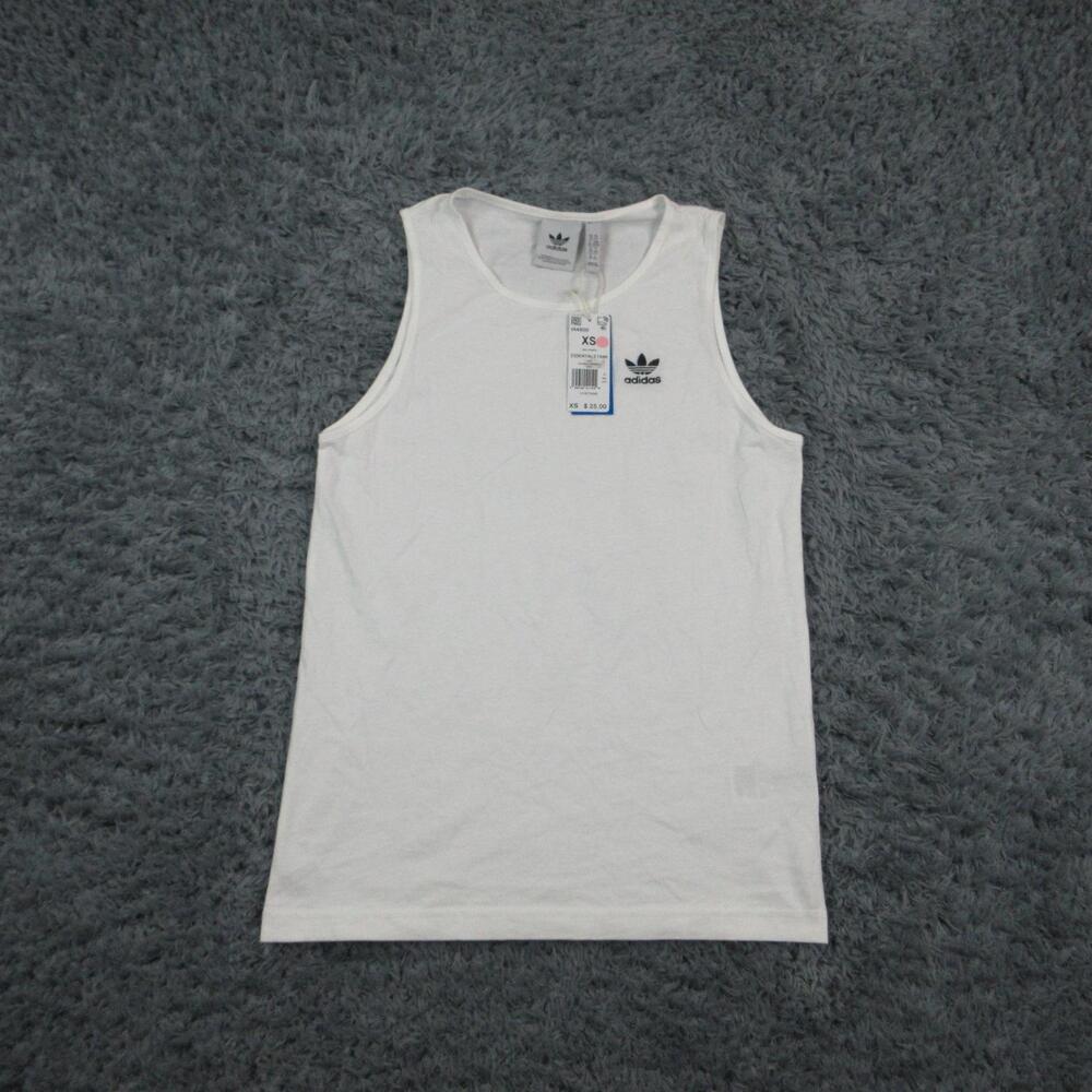 Adidas Tank Top Mens XS White Essentials Tank Cotton Jersey Crew Neck NWT